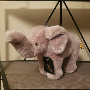 24K Polar Puff Pink Elephant 12" Plush Toy Stuffed Animal Standing Trunk Up 1994